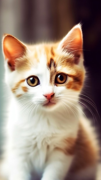 白い顔と黄色い目をした猫