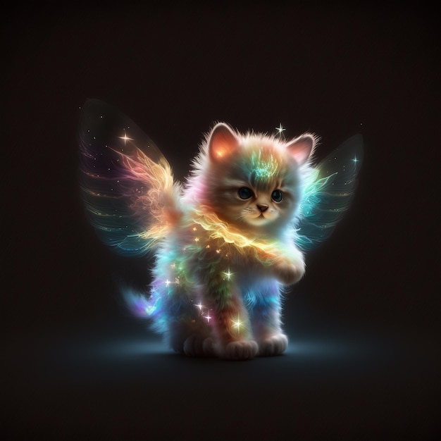 A cat with wings that says'cat'on it