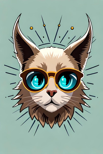 A cat with a yellow and blue glasses.