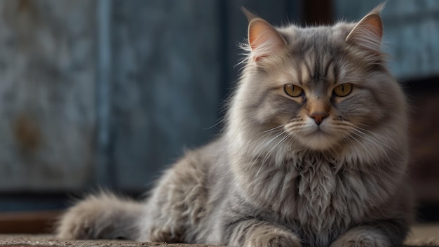 a cat with yellow eyes is laying on a table