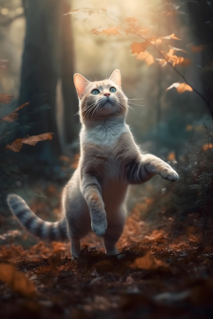 A cat in the woods