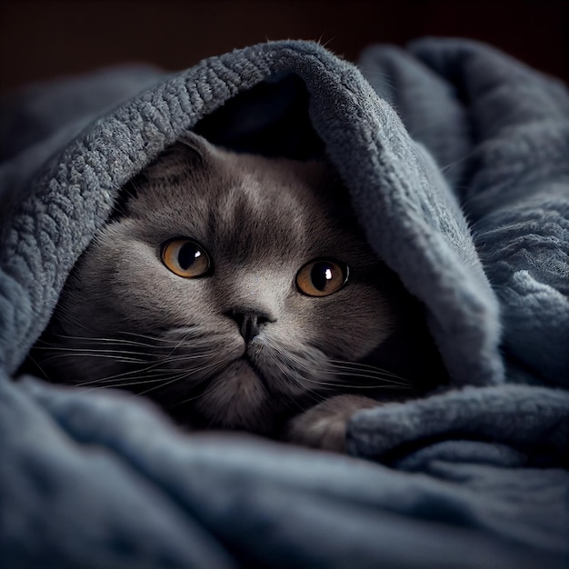 Premium Photo Cat wrapped in blanket