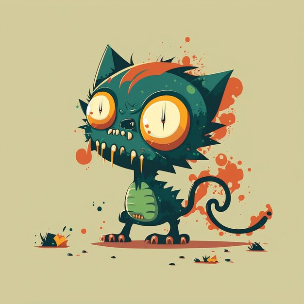 Cat zombie vector illustration