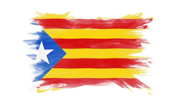 Catalonia flag brush stroke, national flag, sparkle background