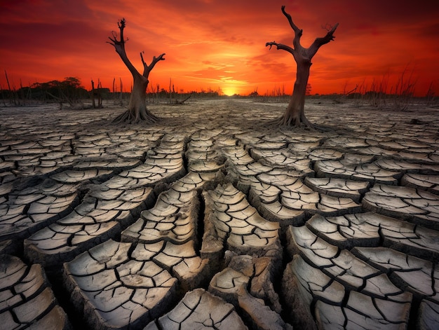 Катастрофическая засуха из-за концепции засухи, связанной с изменением климата