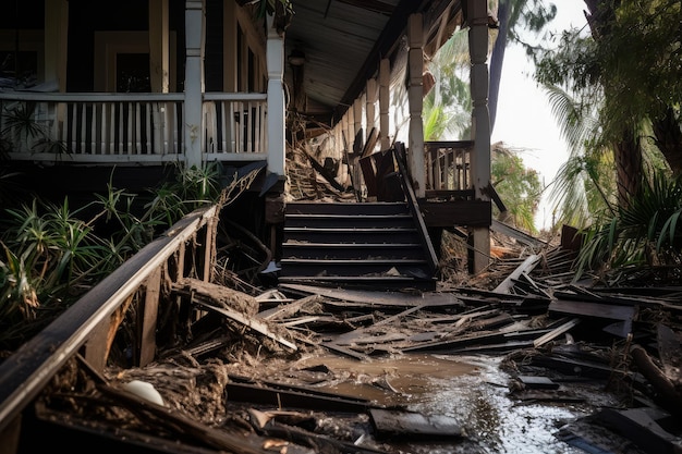 Catastrophic Hurricane destroy house flood Home construction Generate Ai