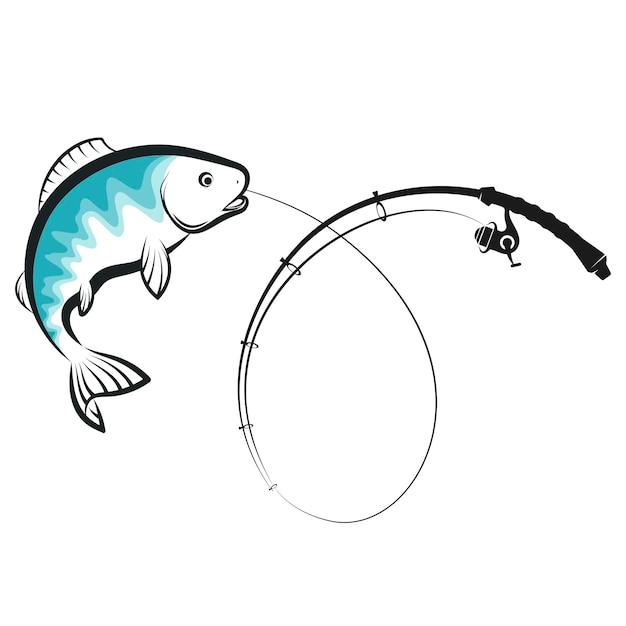 Photo catch of fish on the hook of a fishing rod design for fishing