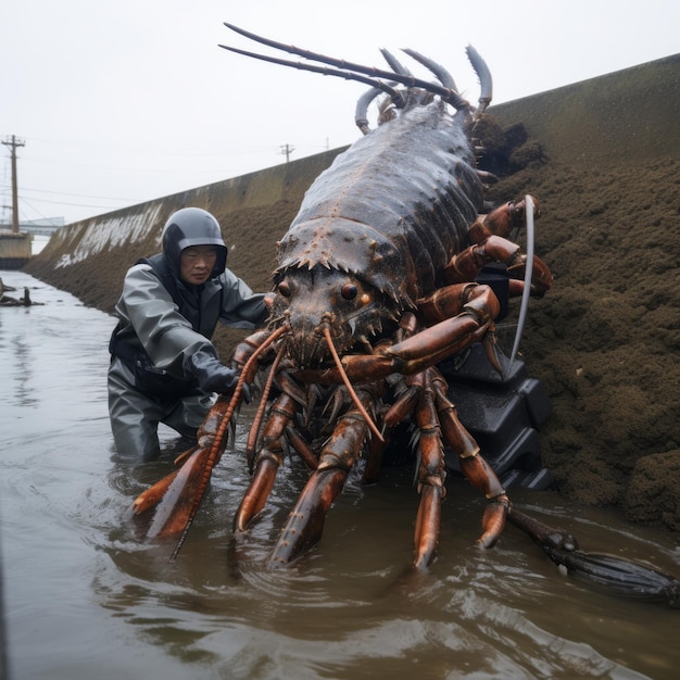 Photo catching a ride on fukushima's giant lobster brigade unveiling the unexpected pack animals