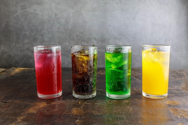 Category soft drink in a glass with ice