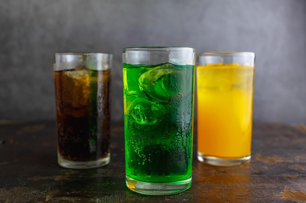 Category soft drink in a glass with ice