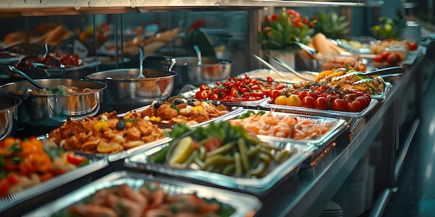 Catering buffet eten binnen in restaurant Ai Gegenereerd