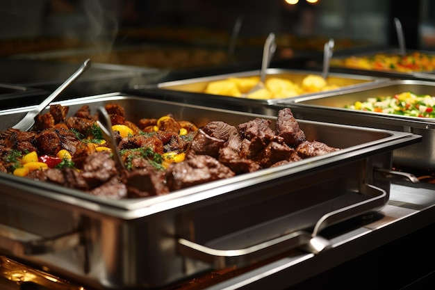Catering buffet eten binnen in restaurant met gegrild vlees