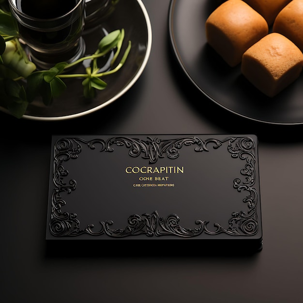 Photo catering company business card elegant black color spot uv c concept ideas card clean blank