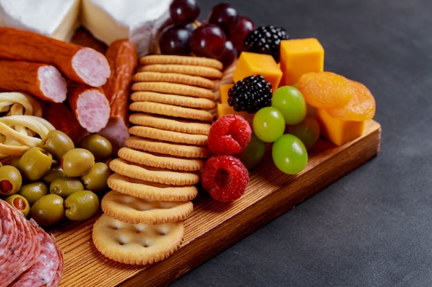 Catering platter with different meat and cheese