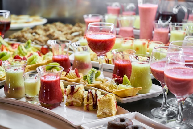 Catering services with snacks in restaurant 