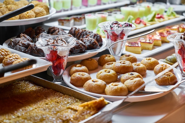 Catering services with snacks in restaurant