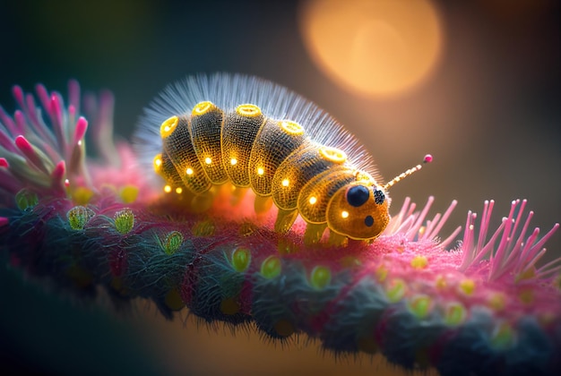 Caterpillar on flower Closeup caterpillar