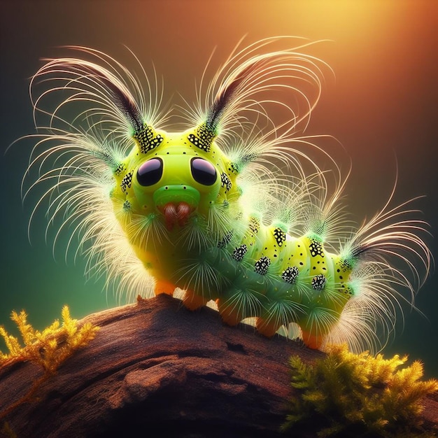 Photo caterpillar spiny macro photography