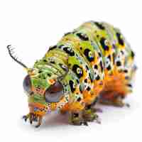 Photo a caterpillar in white background job id 187a407bd60d4143a602538408f136e5