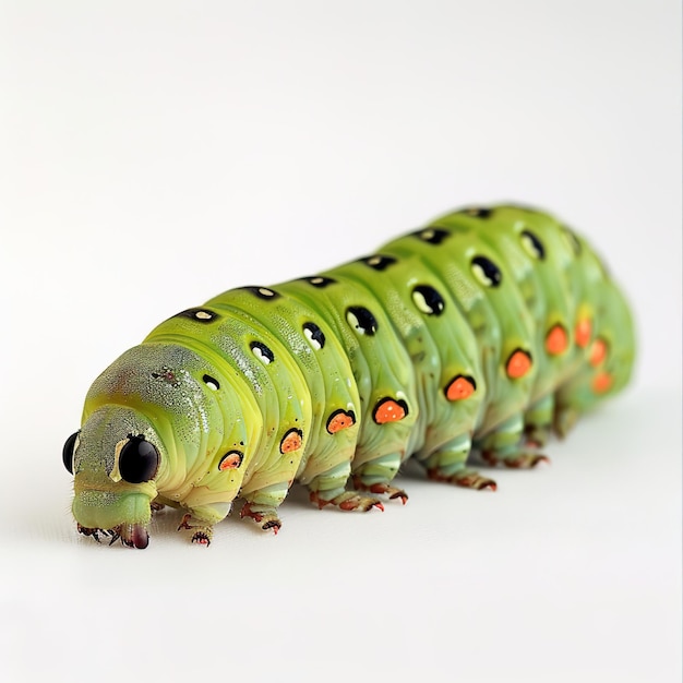 Photo a caterpillar in white background job id bdf7736628f246cbb5666e98b6517d14