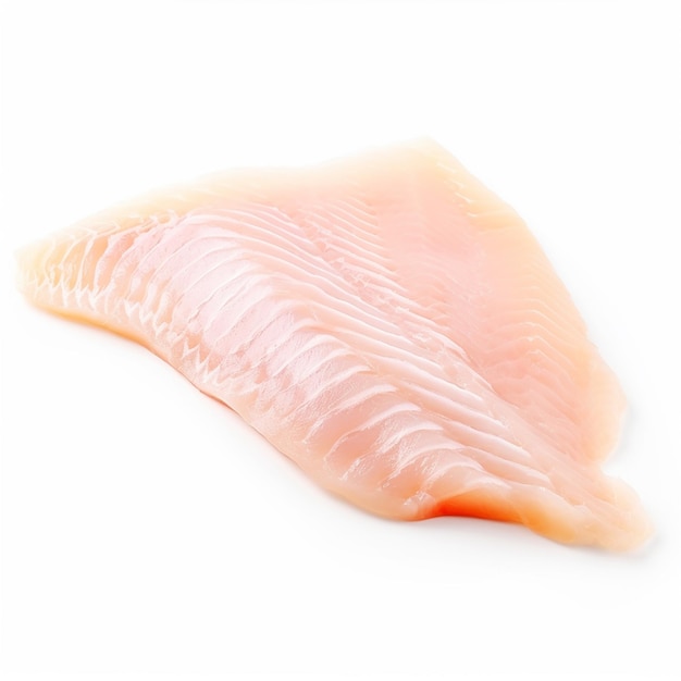 Foto filetto di carne di pesce gatto su sfondo bianco
