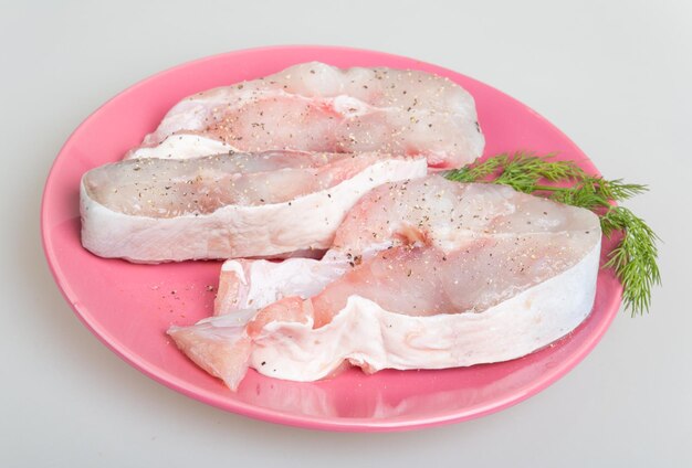 Catfish steak isolated on white