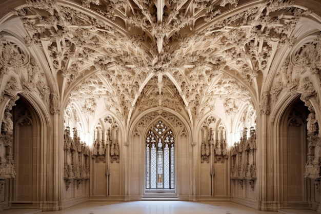 Photo cathedral ceiling with carved angels and cherubs created with generative ai