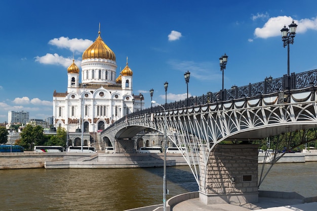 The Cathedral of Christ the Saviour and Patriarshy bridge in Moscow