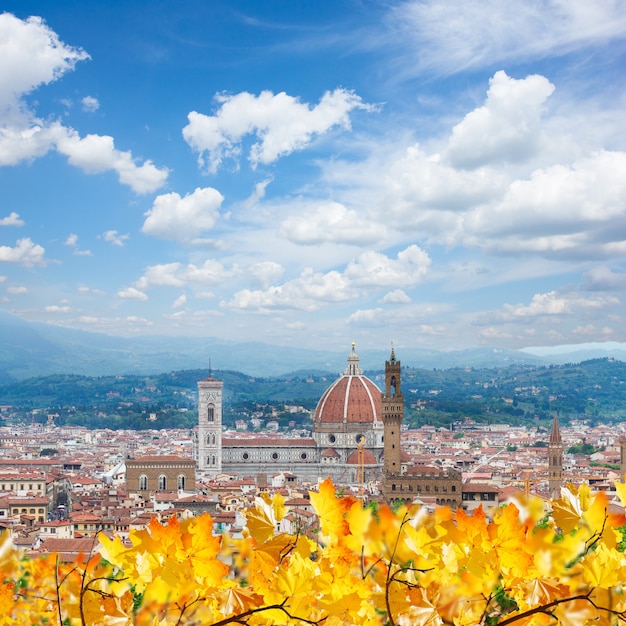 Cathedral church Santa Maria del Fiore at fall day, Florence, Italy