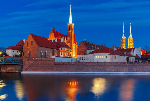 Cathedral island or ostrow tumski with cathedral of st john and church of the holy cross and st bart...