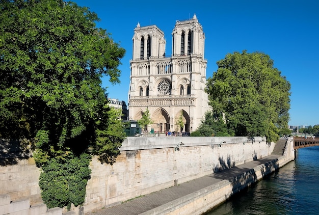 Cathedral Notre Dame de Paris and river Seine, France