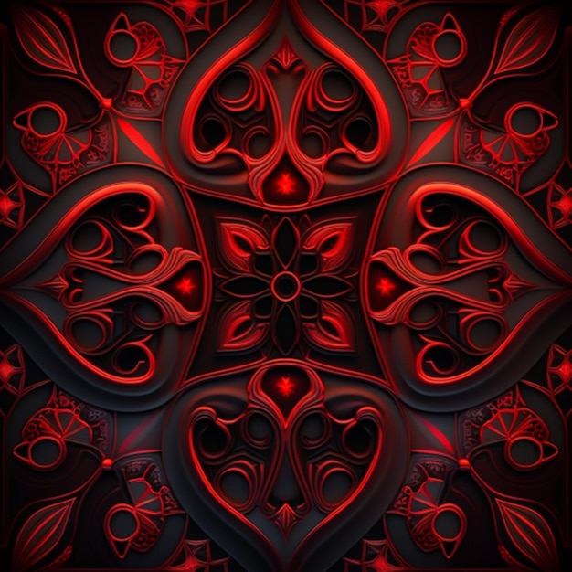 cathedral pattern, red and black colors