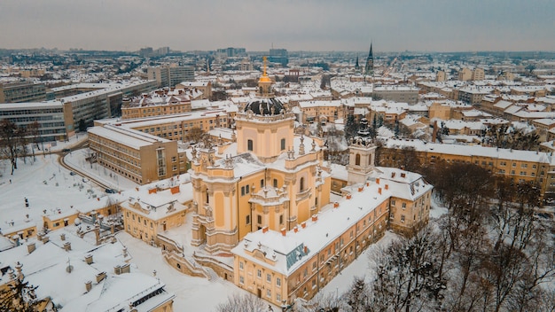 Cathedral of Saint George aerial view winter time