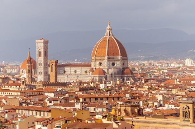 Cathedral of Saint Mary of the Flower in Florence Italy seen from a distance