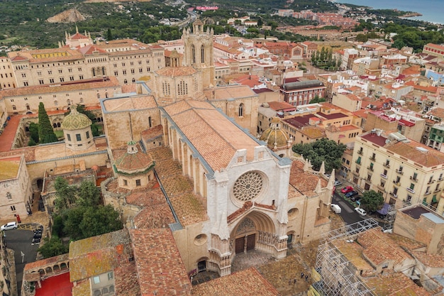 Cathedral of Tarragona in Spain. Aerial view