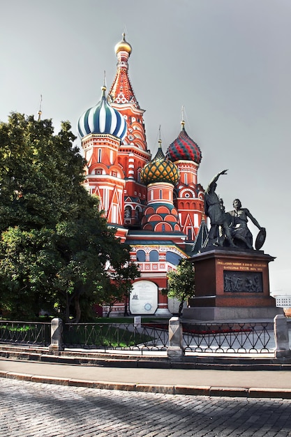 The Cathedral of Vasily the Blessed and the Monument to Minin and Pozharsky. Moscow