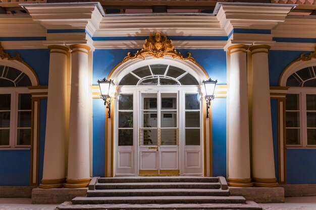 Catherine Palace door illuminated at night