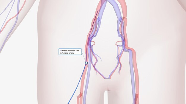 大腿動脈のカテーテル挿入部位