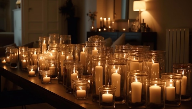 Catholic candles burning brightly illuminating symbols of peace and spirituality generated by artificial intelligence