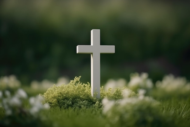 Catholic Cemetery Grave Marker Cross Peaceful Serenity