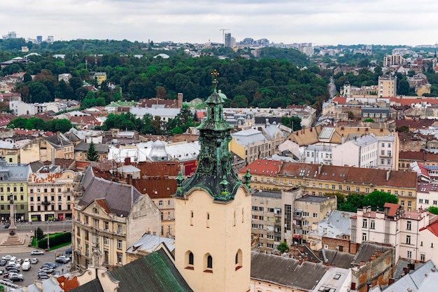 Catholic church in the city. European city architecture