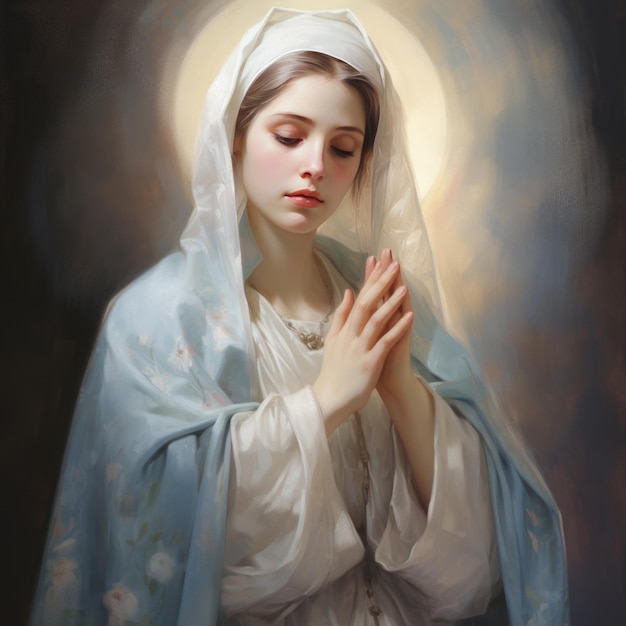 Foto cattolica madre maria in stile pastello