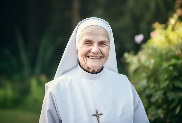 Catholic nun garden Female adult Generate Ai