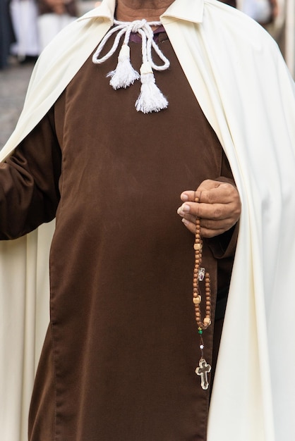 Catholics participate in the Easter Week religious procession in the streets of Pelourinho in the city of Salvador Bahia