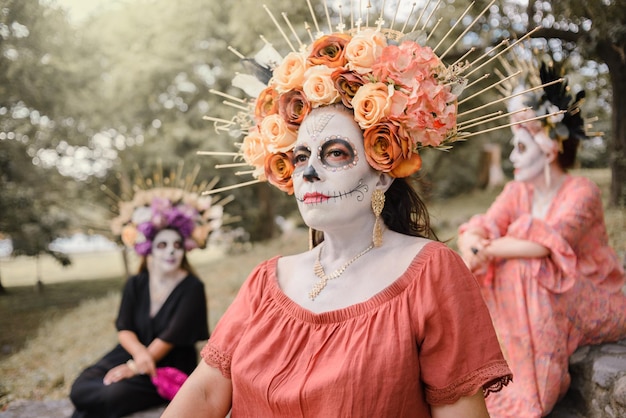 Catrina buiten portret. Typisch karakter van de viering van de Dag van de Doden in Mexico.