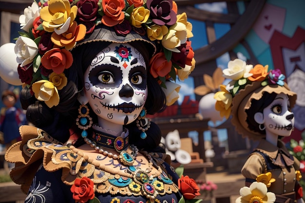 Catrina elaborate representations of death in Mexico Ai Generated