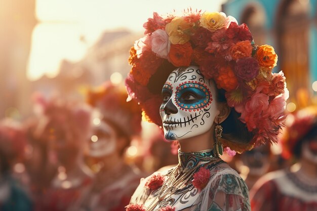 Foto catrina figuren deelnemen aan de dag van de doden p 00182 02