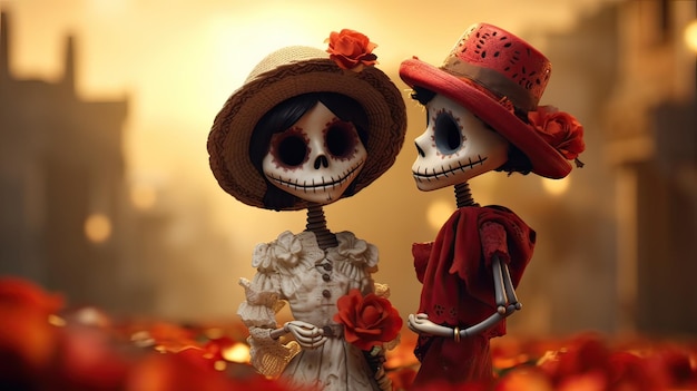 Catrina and Skull Man for Day of the Dead Character