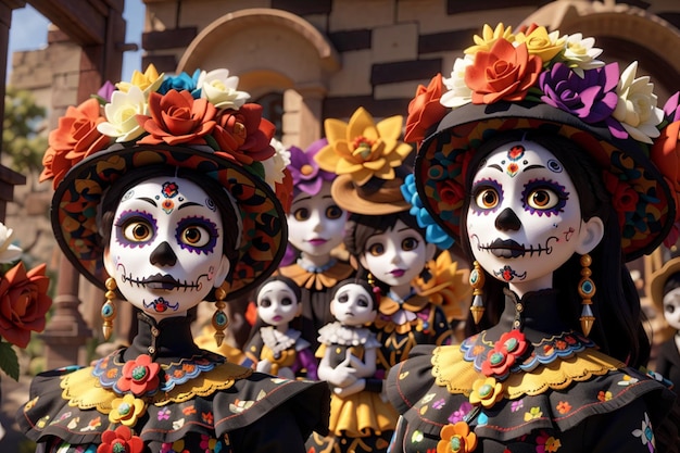 Catrina uitgebreide representaties van de dood in Mexico Ai gegenereerd