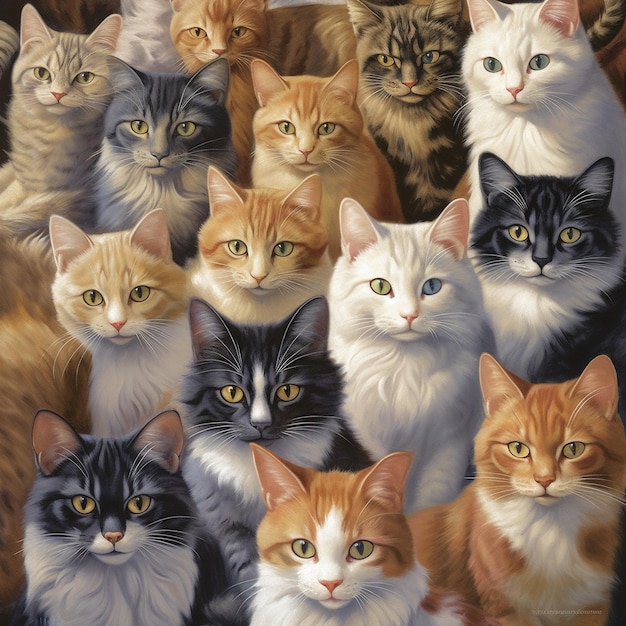 cats cute group seamless pattern international cat day cat wallpaper